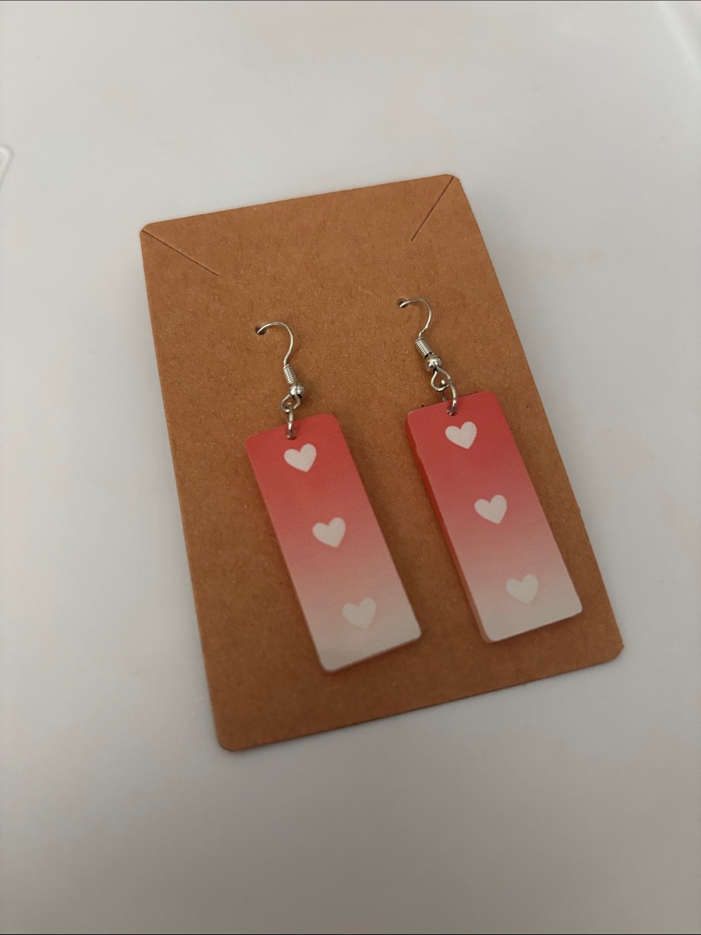 Fashion Jewelry Pink Gradient Heart Drop Earrings